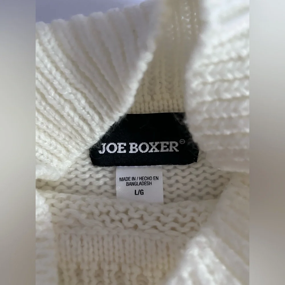 Joe Boxer White Cable Knit Mock Neck Sweater Size Large